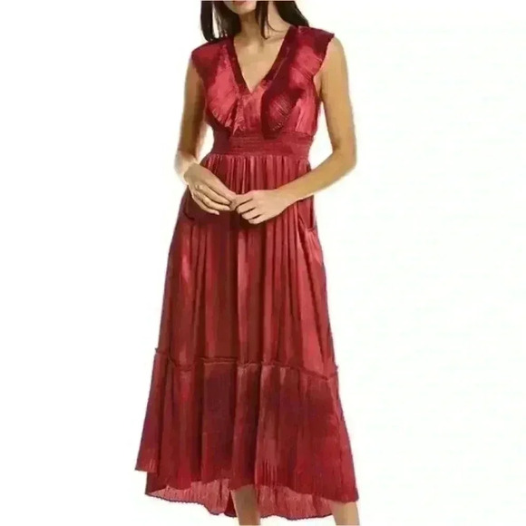 Taylor Dresses & Skirts - Taylor Crinkled Satin Midi Dress